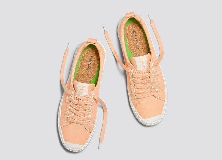 OCA Low Pantone Peach Fuzz Canvas Contrast Thread Sneaker Men - Image 7