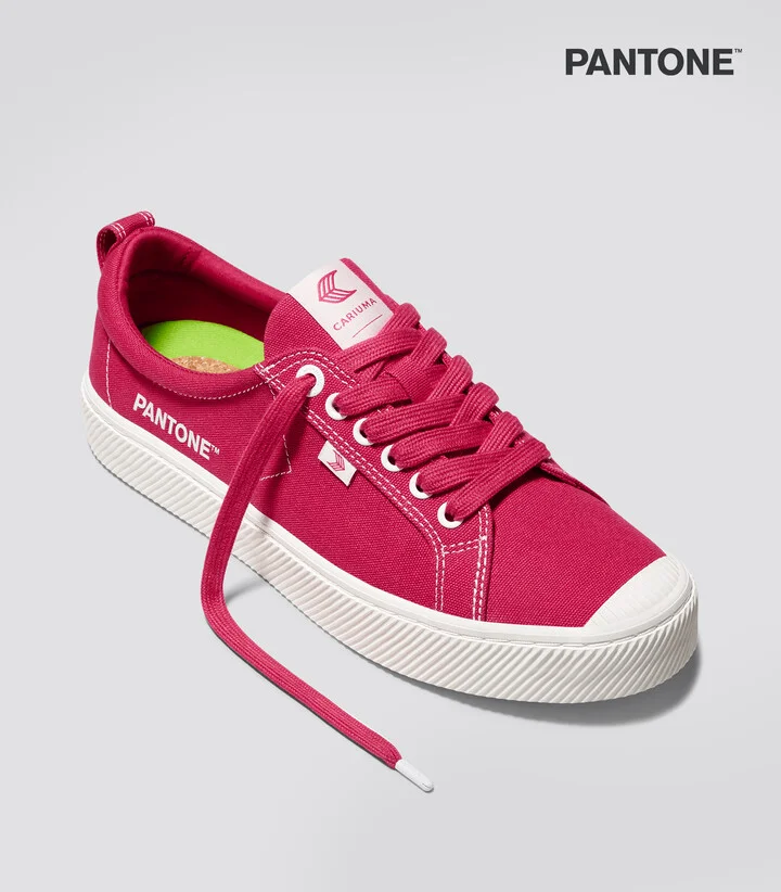 OCA Low Pantone Viva Magenta Canvas Contrast Thread Sneaker Men - Image 2