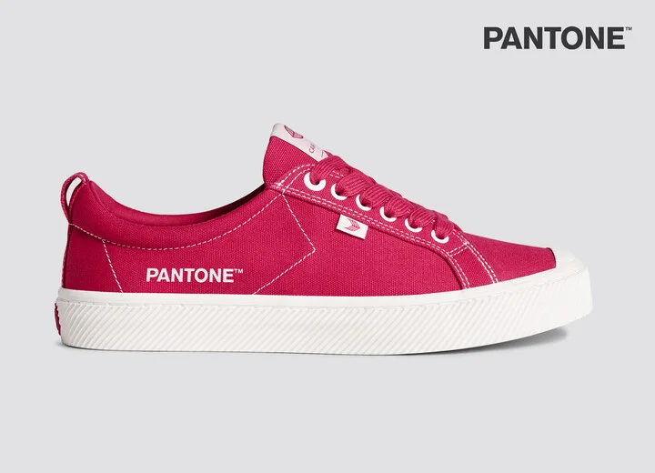 OCA Low Pantone Viva Magenta Canvas Contrast Thread Sneaker Men - Image 3