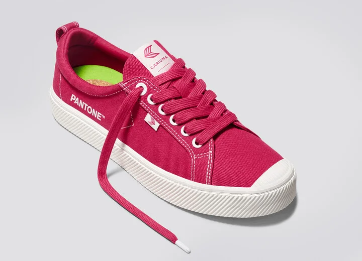 OCA Low Pantone Viva Magenta Canvas Contrast Thread Sneaker Men - Image 4