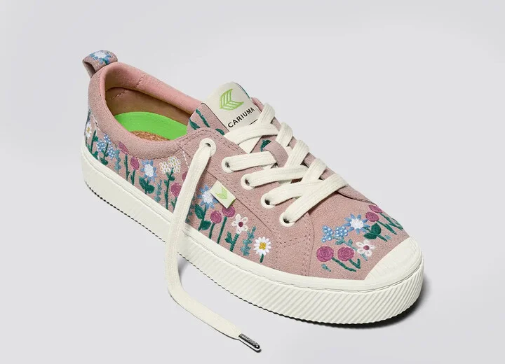 OCA Low Rose Suede Embroidered Flowers Sneaker Women - Image 4