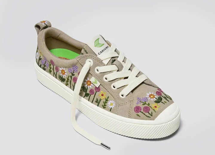 OCA Low Sand Suede Embroidered Flowers Sneaker Men - Image 4