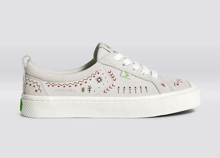 OCA Low Smoke White Suede Embroidered Sneaker - Image 2