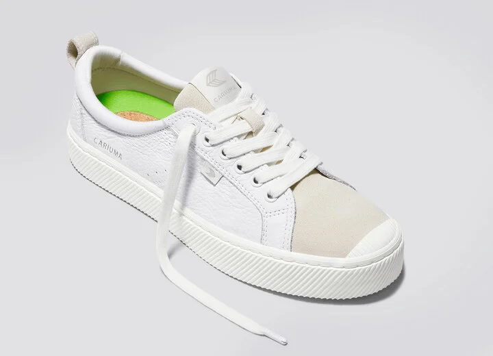 OCA Low White Premium Leather Vintage White Suede Sneaker Men - Image 4