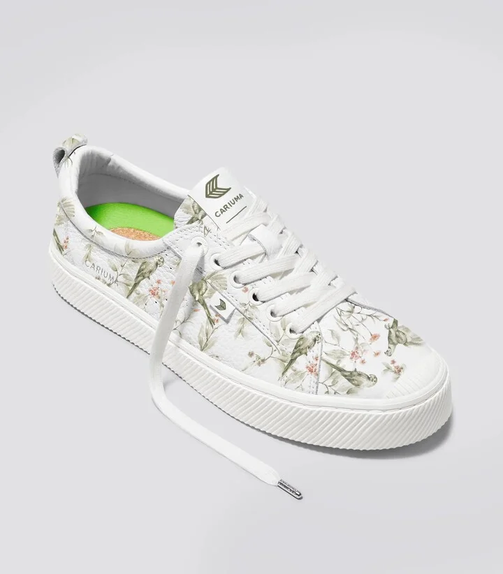 OCA Pebbled Leather White Khaki Parrot Print Men - Image 2