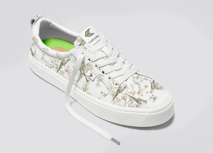 OCA Pebbled Leather White Khaki Parrot Print Men - Image 4