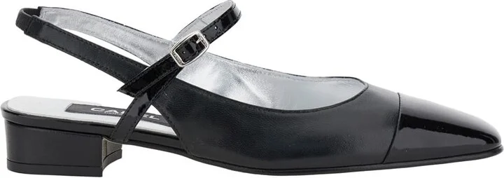 'oceano' Black Slingback Ballet Shoes In Leather Woman