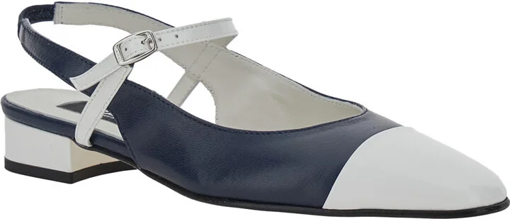 'oceano' Blue Slingback Ballet Shoes With Contrasting Toe In Leather Woman - Image 2