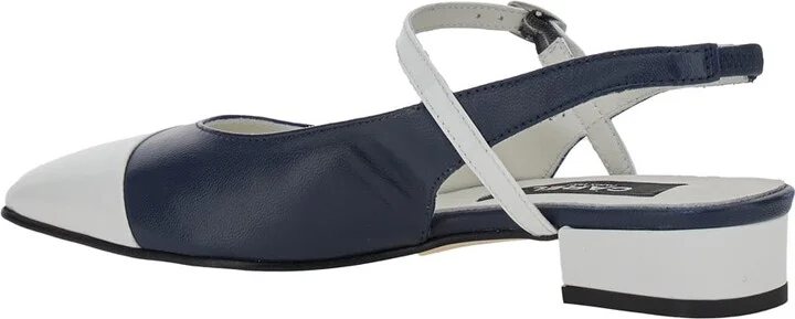 'oceano' Blue Slingback Ballet Shoes With Contrasting Toe In Leather Woman - Image 3