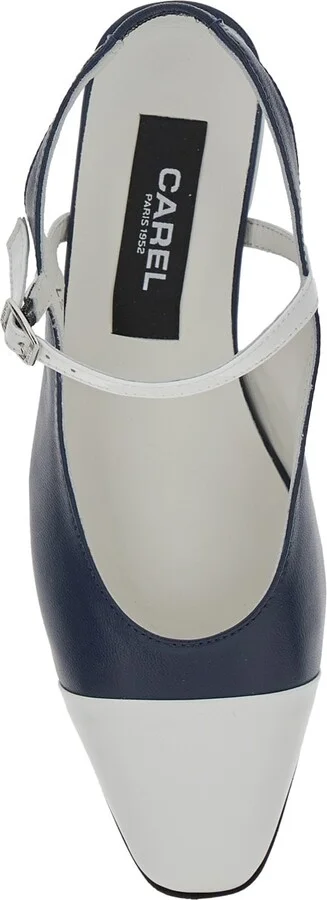 'oceano' Blue Slingback Ballet Shoes With Contrasting Toe In Leather Woman - Image 4