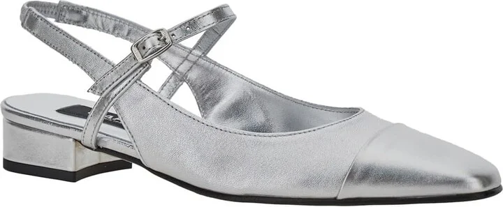 'oceano' Silver Colored Slingback Ballet Shoes With Contrasting Toe In Leather Woman - Image 2
