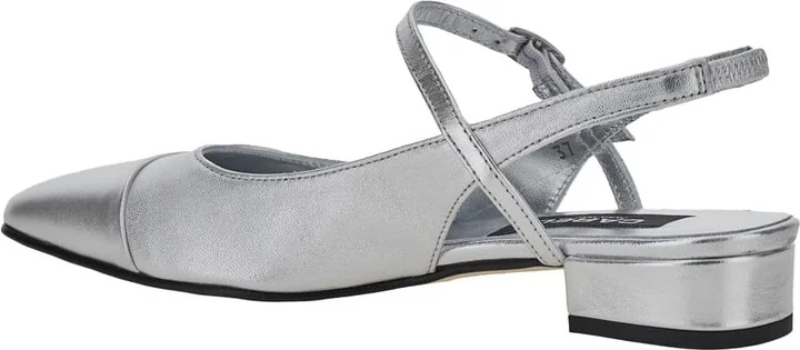 'oceano' Silver Colored Slingback Ballet Shoes With Contrasting Toe In Leather Woman - Image 3