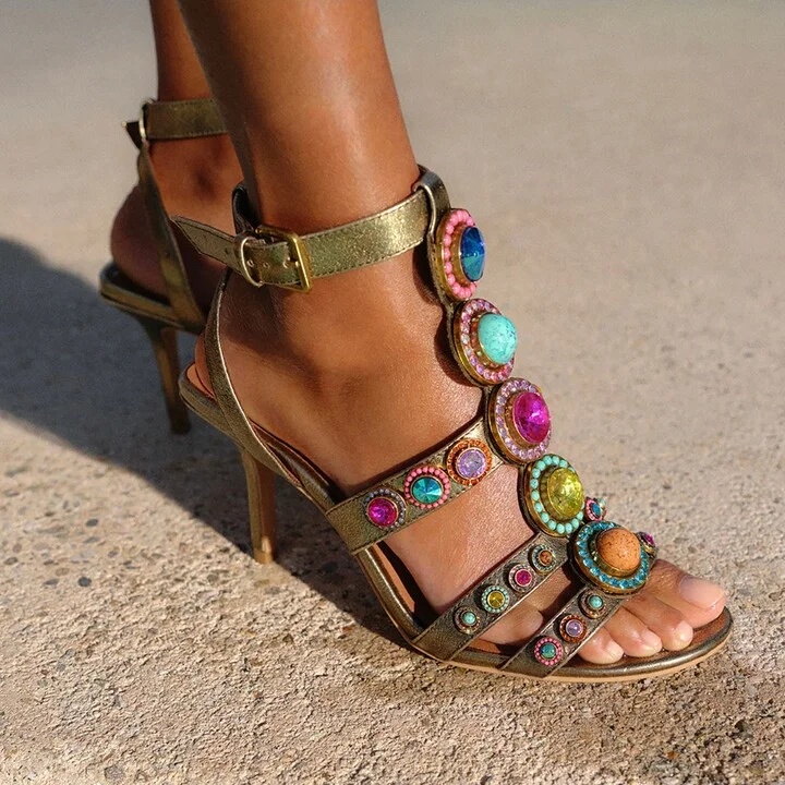 Octavia Crystal Embellished Cage Sandal - Image 2