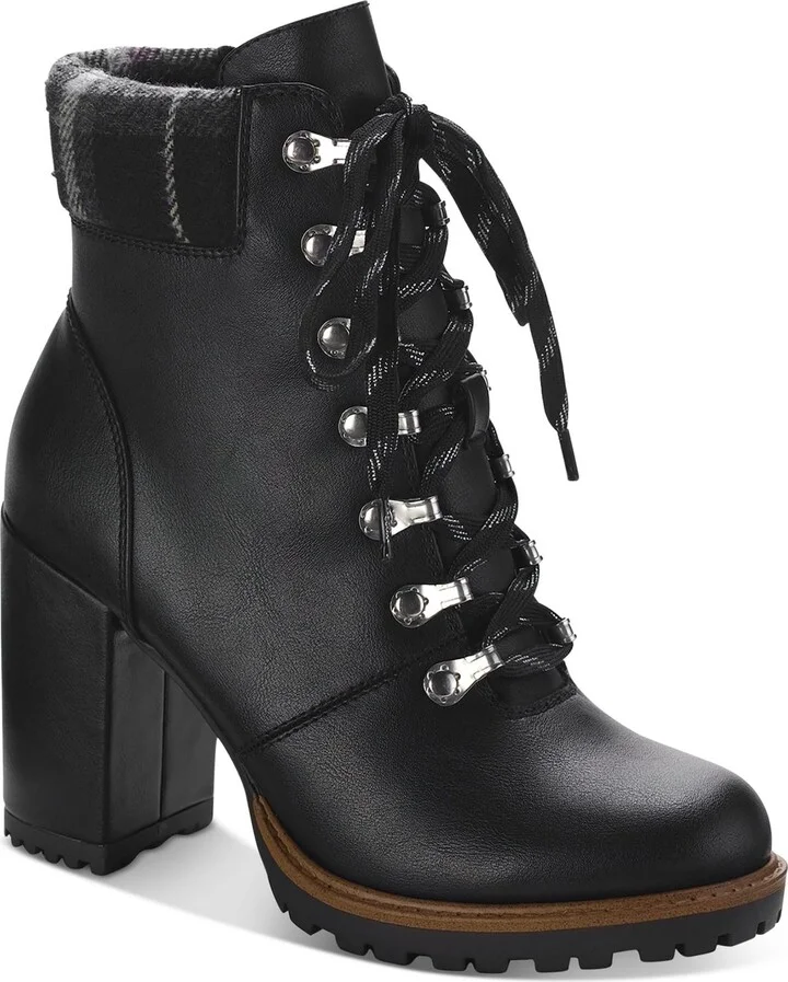 Octavia Womens Faux Leather Ankle Combat & Lace-up Boots