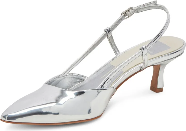 Odela Pointed Toe Kitten Heel Slingback Pump - Image 9