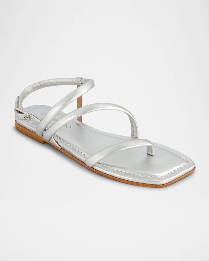 Odessa Metallic Thong Slingback Sandals - Image 3