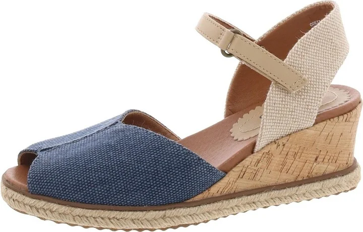 Odetta Womens Adjustable Canvas Wedge Sandals