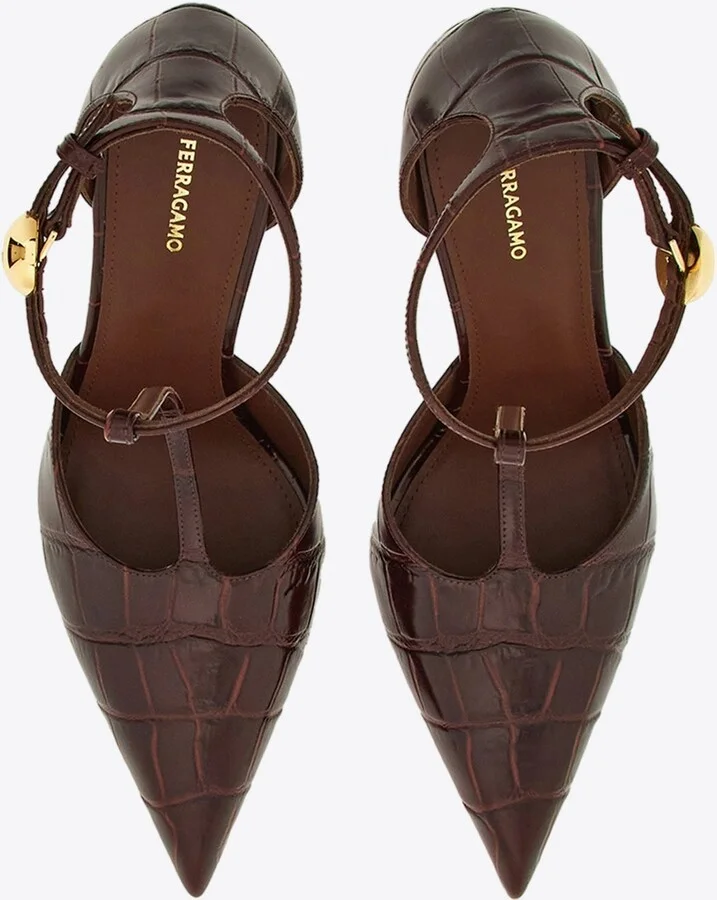 Odette 95 Pumps in Croc-Embossed Leather - Image 2