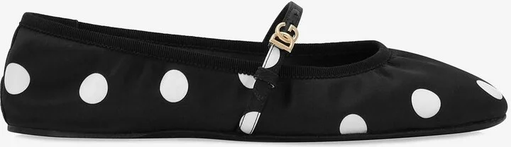 Odette Satin Polka Dot Print Ballet Flats