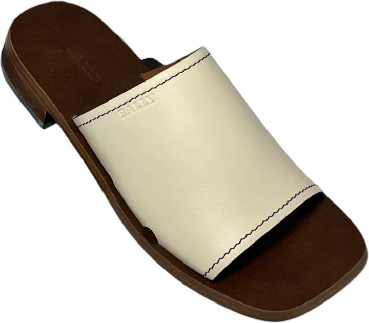 Ofera 6225850 Ladies Bone Plain Leather Flat Sandals