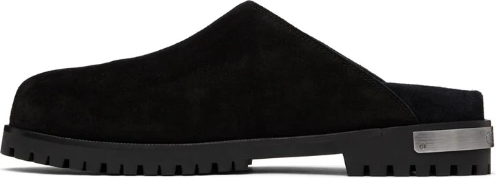 Off-White Black Metal Logo Suede Clogs - Image 3