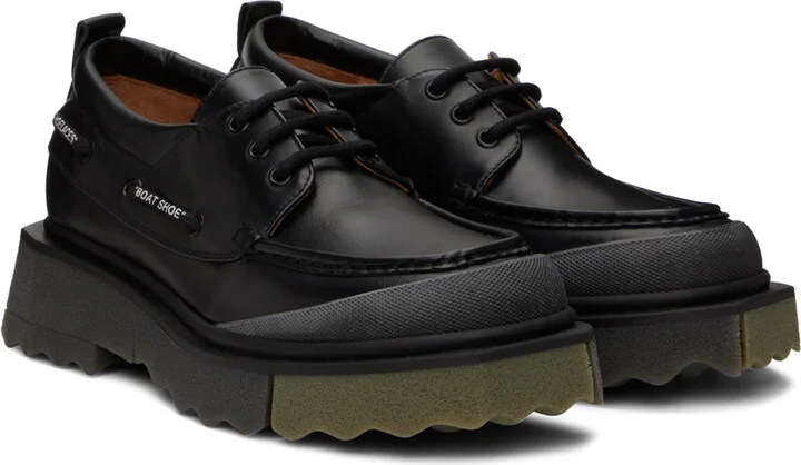 Off-White Black Sponge Boat Shoes - Image 4