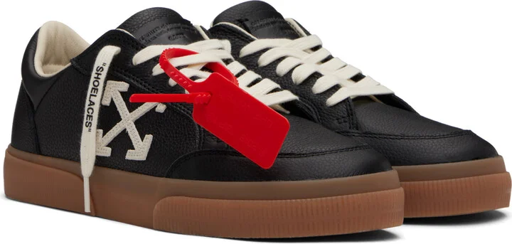 Off-White Black Vulcanized Leather Sneakers - Image 4
