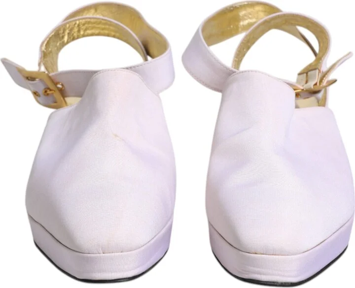 Off White Block Heel Slingback Sandals Women's Shoes (Pre-Owned) - Image 2