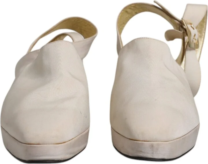 Off White Block Heels Slingback Sandals Women's Shoes (Pre-Owned) - Image 2