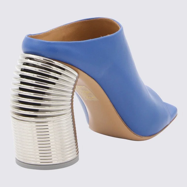 Off-White Blue And Silver-Tone Leather Sandals - Image 2