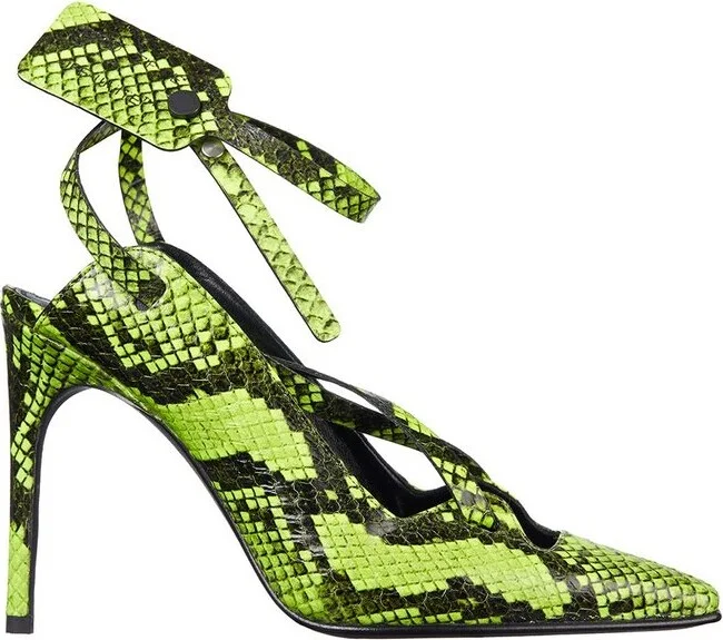 Off-White Embossed Ankle Strap Sandals