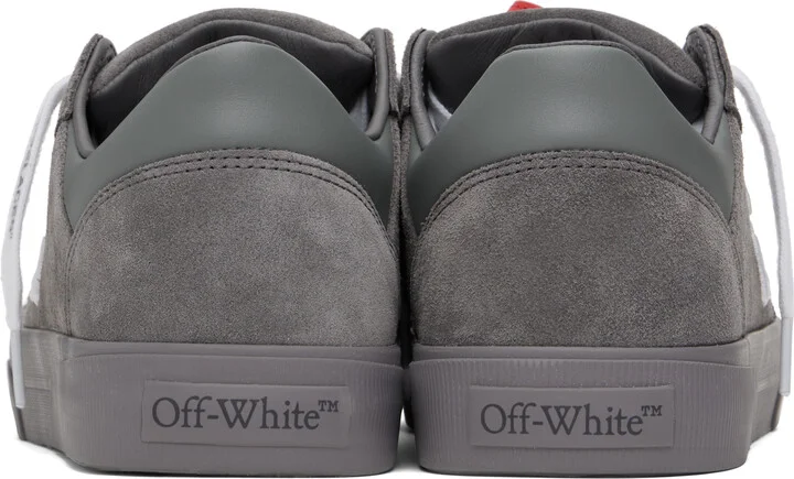 Off-White Gray Leather Vulcanized Sneakers - Image 2