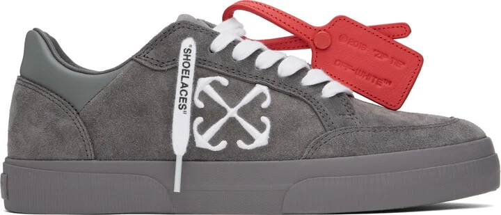 Off-White Gray Leather Vulcanized Sneakers