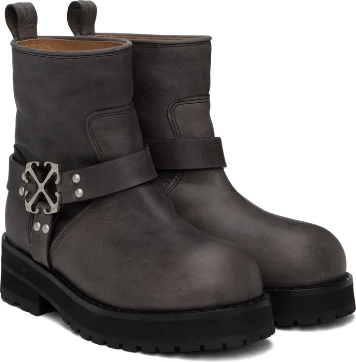 Off-White Gray Off Track Boots - Image 4