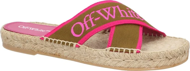 Off White Green Cotton Espadrilles