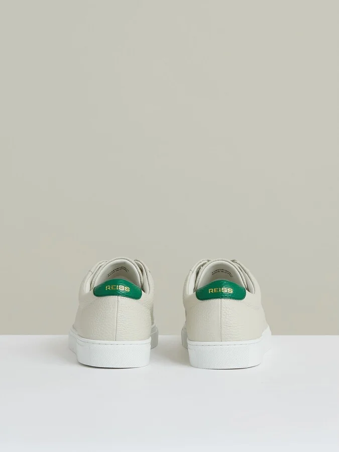 Off White/green Tumbled-leather Low-top Trainers - Image 3