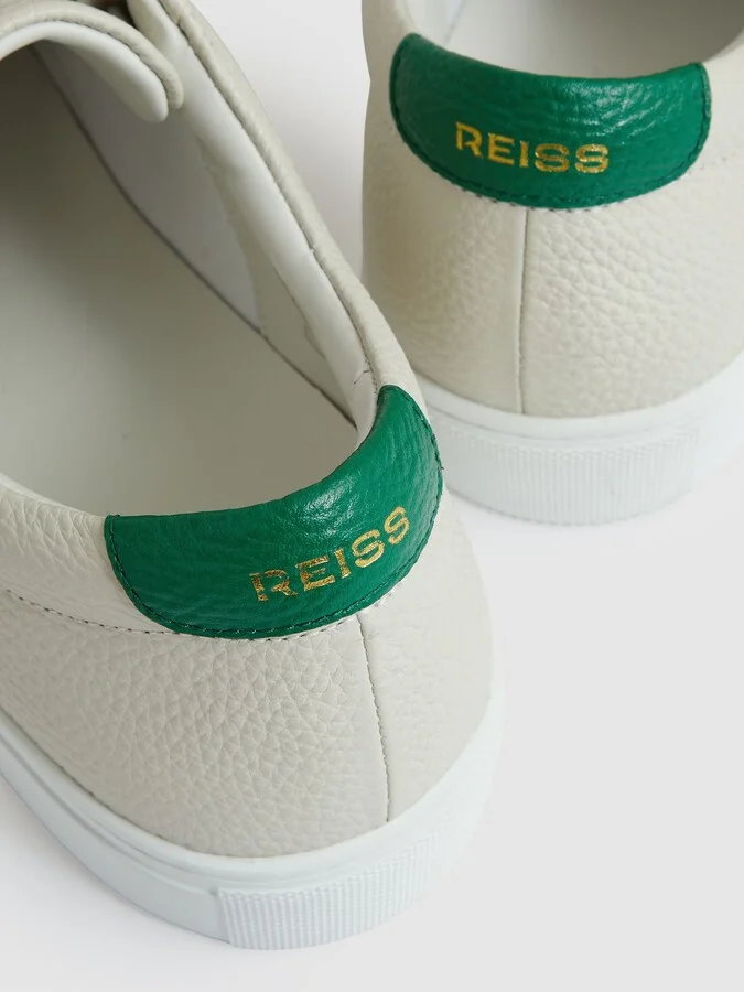 Off White/green Tumbled-leather Low-top Trainers - Image 4
