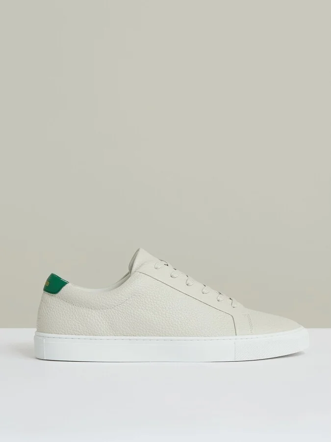 Off White/green Tumbled-leather Low-top Trainers