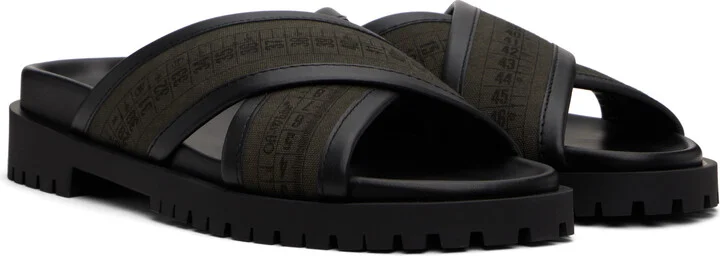 Off-White Khaki & Black Chicago Crisscross Sandals - Image 4