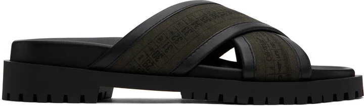 Off-White Khaki & Black Chicago Crisscross Sandals
