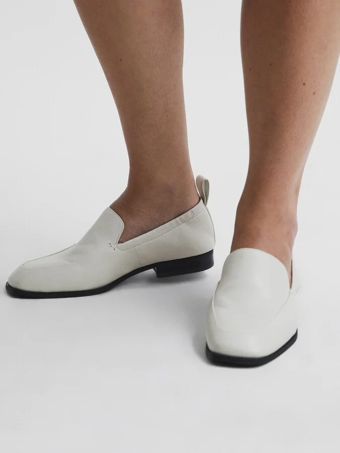 Off White Leather Loafers - Image 2