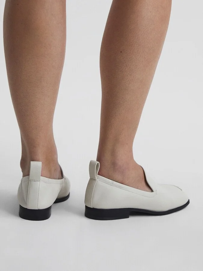 Off White Leather Loafers - Image 3