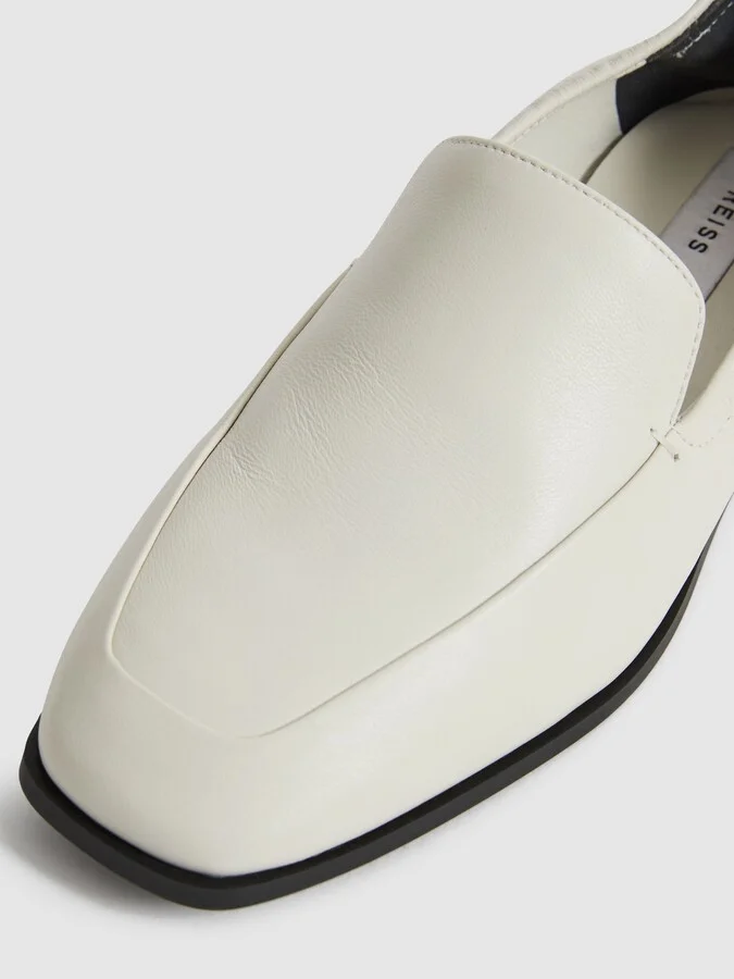 Off White Leather Loafers - Image 4