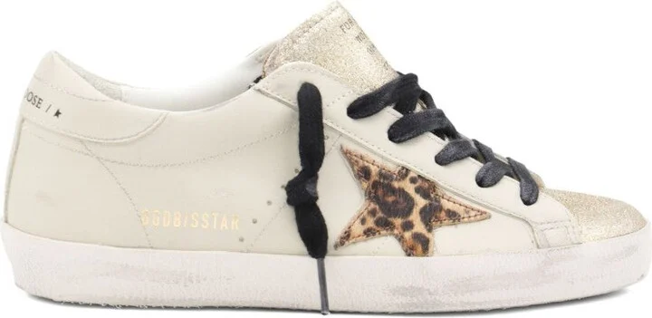 Off-White Leather Sneakers With Leopard-Print Star Patch