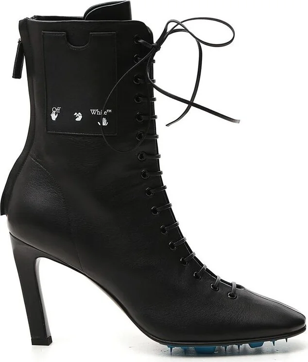 Off-White Logo Printed Ankle Boots