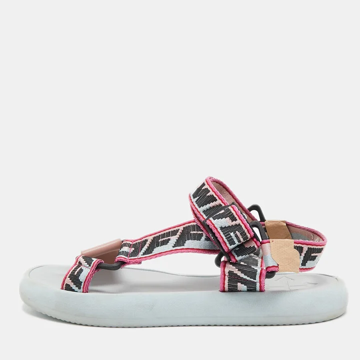 Off-White Multicolor Canvas Preloved Track Logo Slingback Sandals Size 41