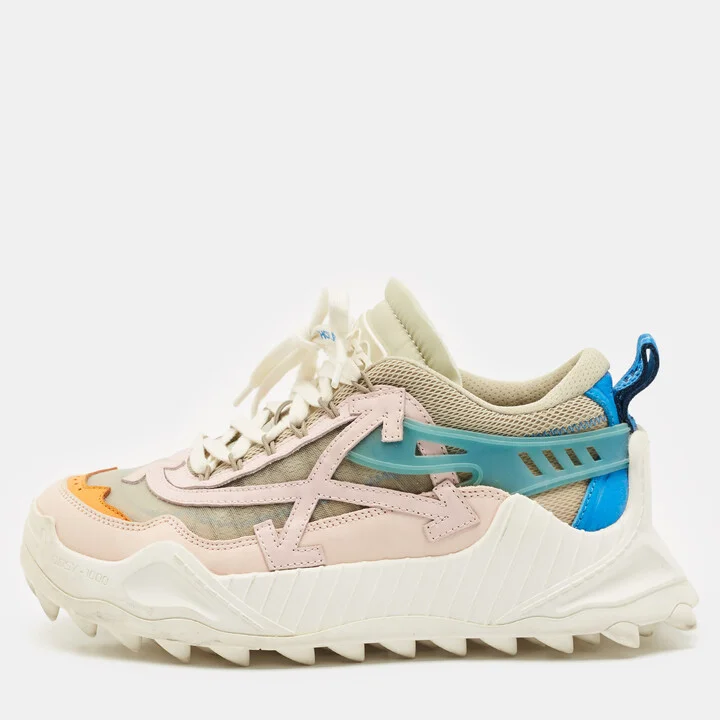 Off-White Multicolor Mesh and Nubuck Leather Odsy 1000 Lace Up Sneakers Size 40