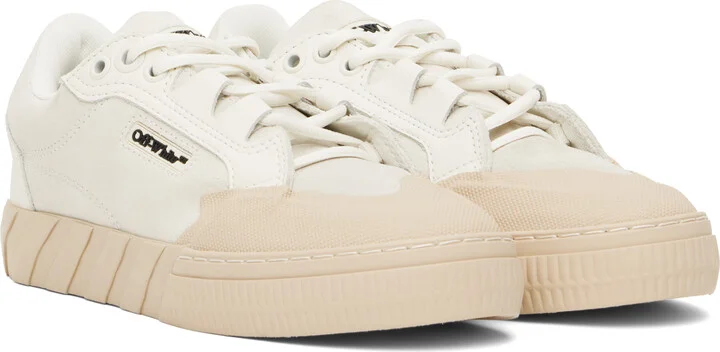 Off-White Off-White & Beige Leather Vulcanized 779 Sneakers - Image 4