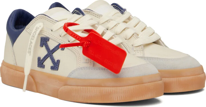 Off-White Off-White & Blue Vulcanized Vintage Sneakers - Image 4