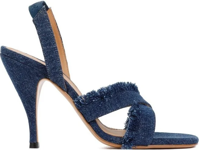 Off-White Open Toe Denim Sandals